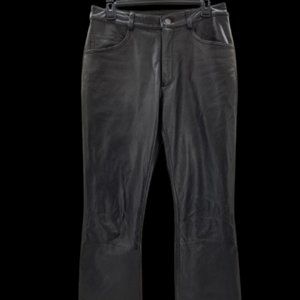 Wilson’s Womens 100% Genuine Leather Pants Raw Hem Black Sz 30 x 34